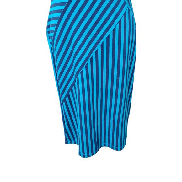 Brooklyn Industries Blue Striped Sleeveless Cotton Stretch Dress Back Zip Size S - Picture 3 of 11